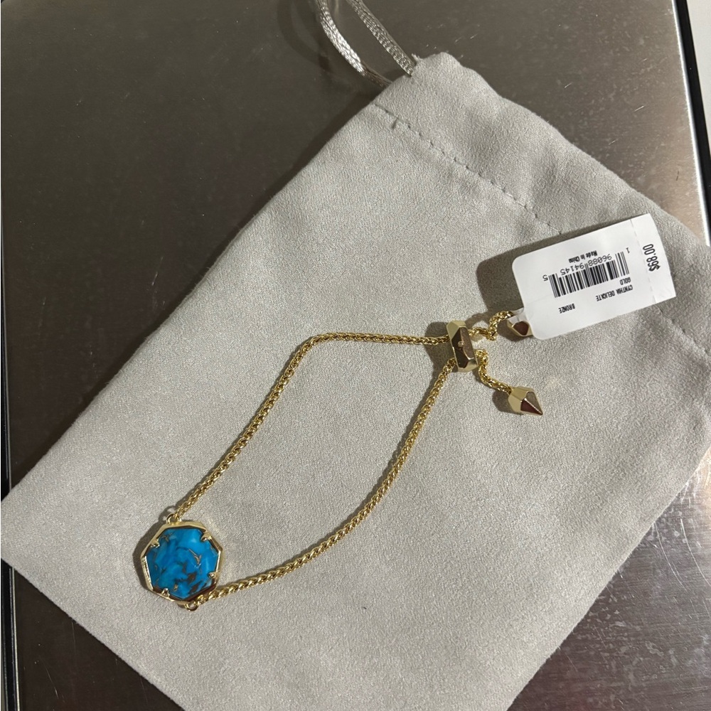 Kendra Scott Gold Bracelet with Blue Stone NWT